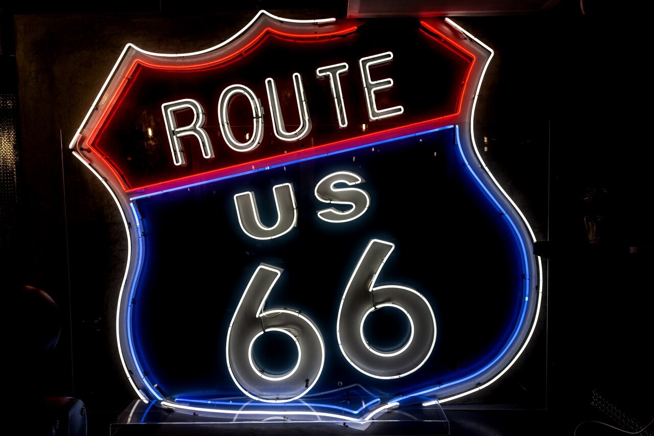 Route 66 neon sign in West Hollywood